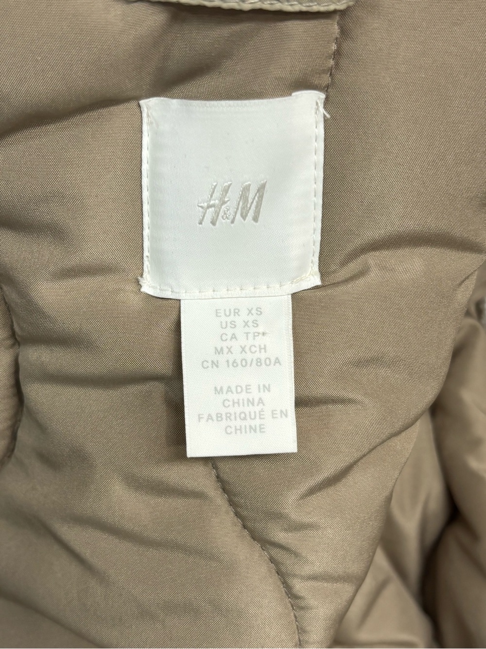 H&M Women’s Lightweight Quilted Liner Puffer Jacket in Beige Tan XS - 542 - Picture 4 of 7